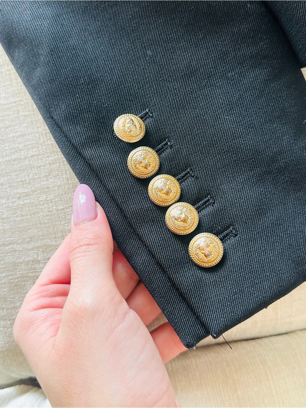 Balmain Black Double-Breasted Blazer with Gold Buttons size 34 (xxs-xs) - Picture 9 of 15